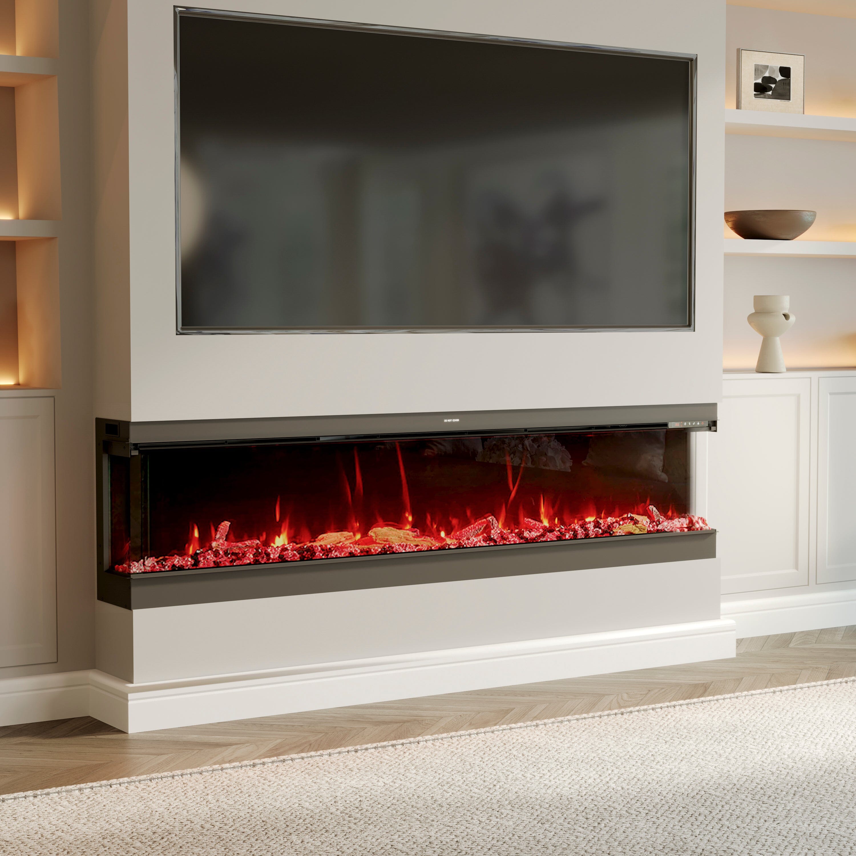 50/60/70/80inch 3-sided Electric Fireplace with Adjustable Color, Temperature and Timing, Controlled by APP Living and Home